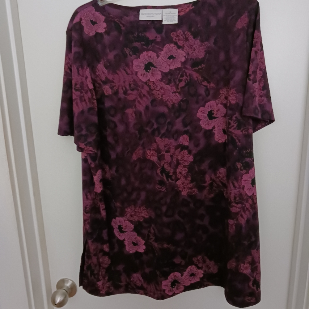 Worthington 1X floral blouse